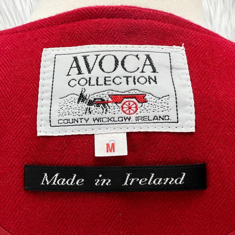 Avoca Collection VTG Red Wool Blazer Jacket Classic Ireland Holiday Old‎ Money - Picture 5 of 16